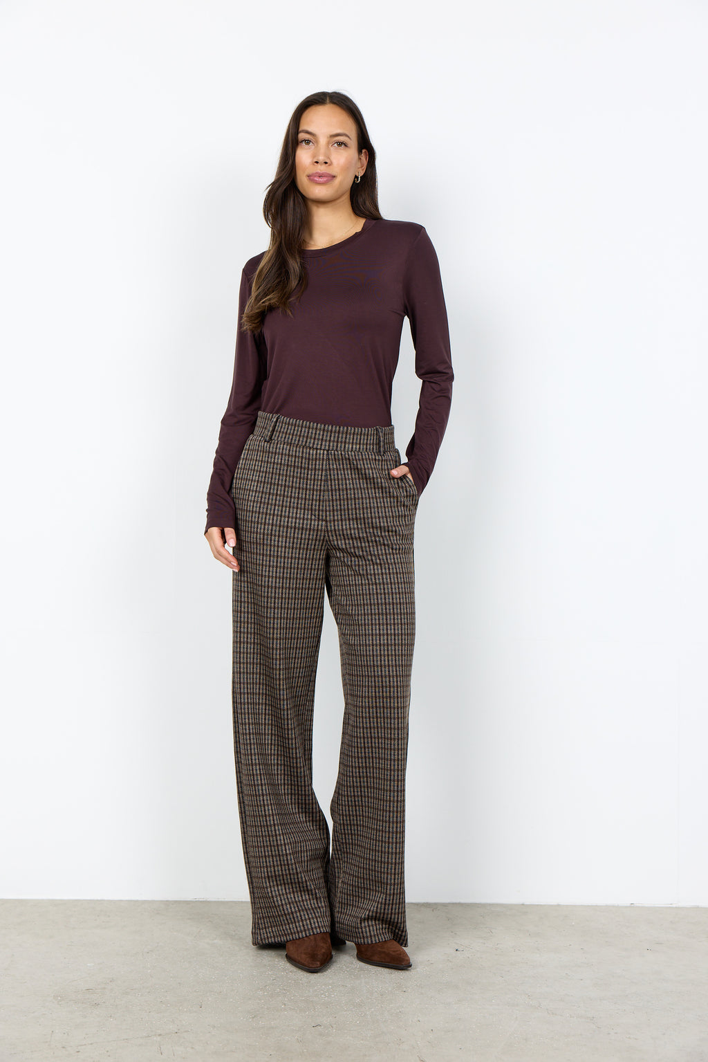 Soyaconcept Hekla Check Pull On Wide Leg Trousers