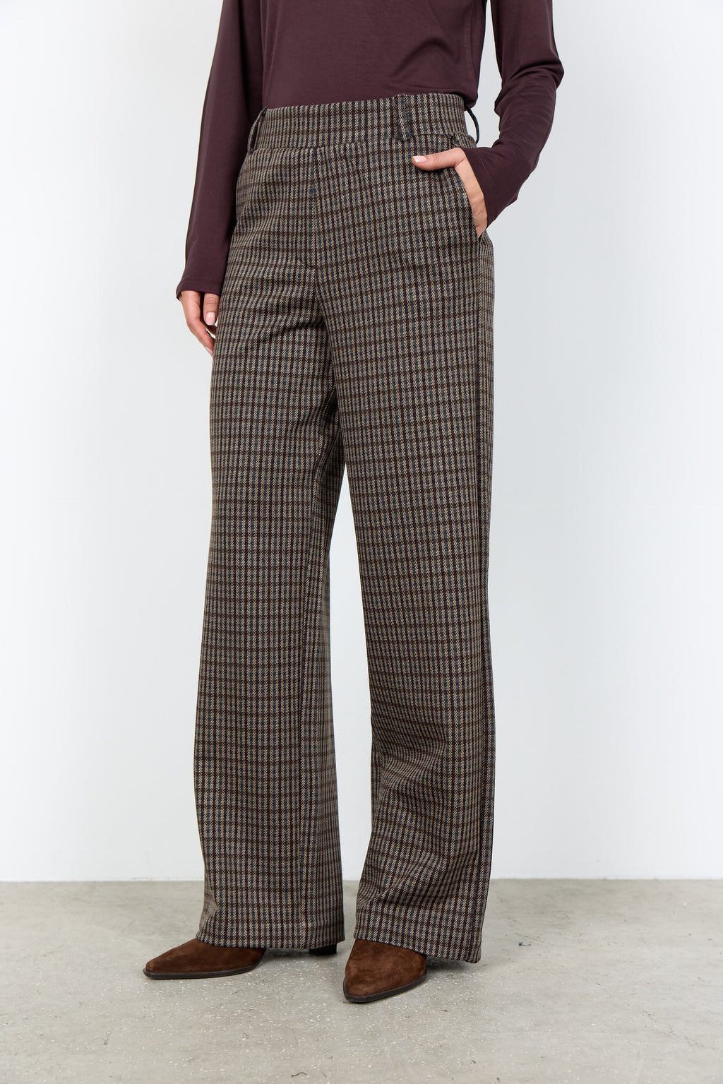 Soyaconcept Hekla Check Pull On Wide Leg Trousers