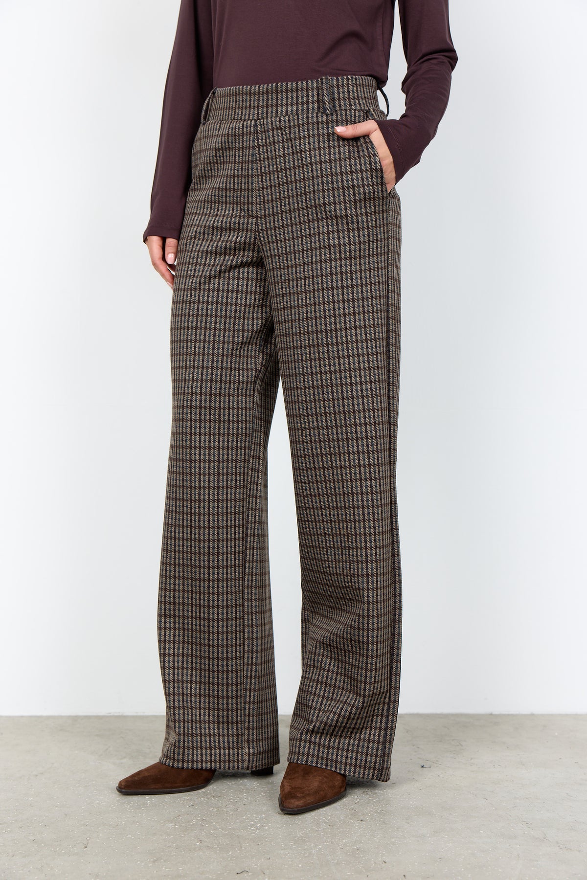 Soyaconcept Hekla Check Pull On Wide Leg Trousers