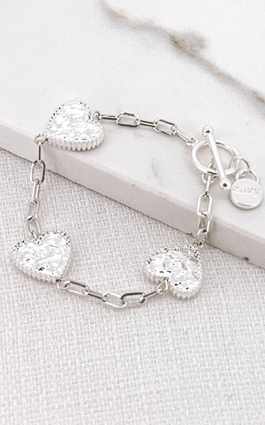 Envy Hammered Silver Heart Bracelet