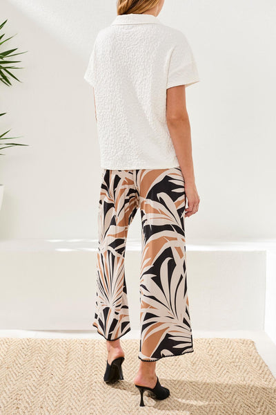 Tribal Textured Collar Short Sleeve Top