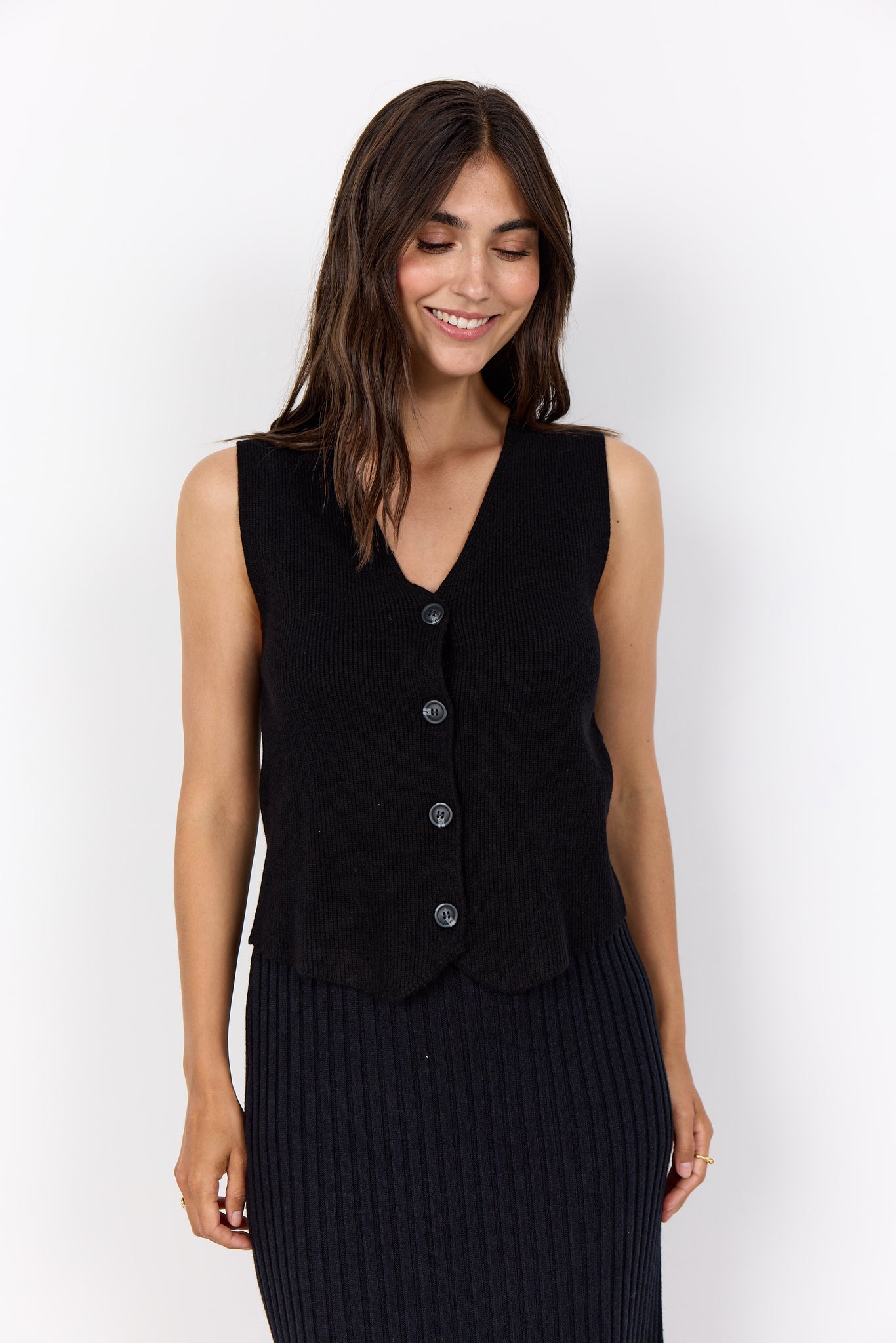 Soyaconcept Kanita Knitted Waistcoat - Black