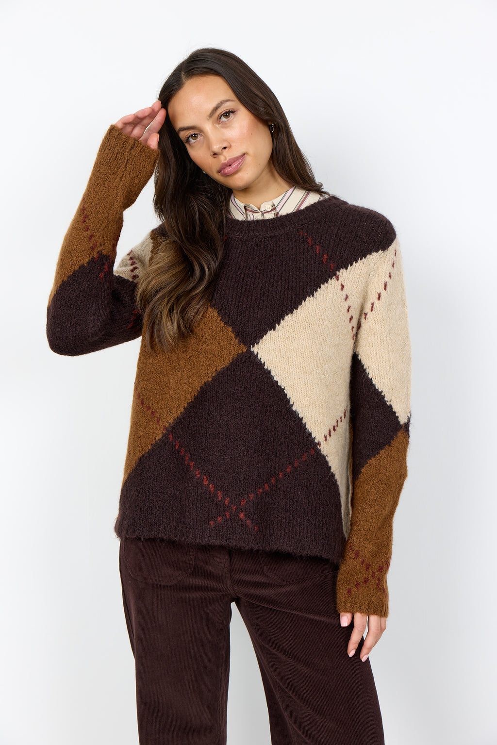Soyaconcept Hager Chunky Argyle Knit Jumper