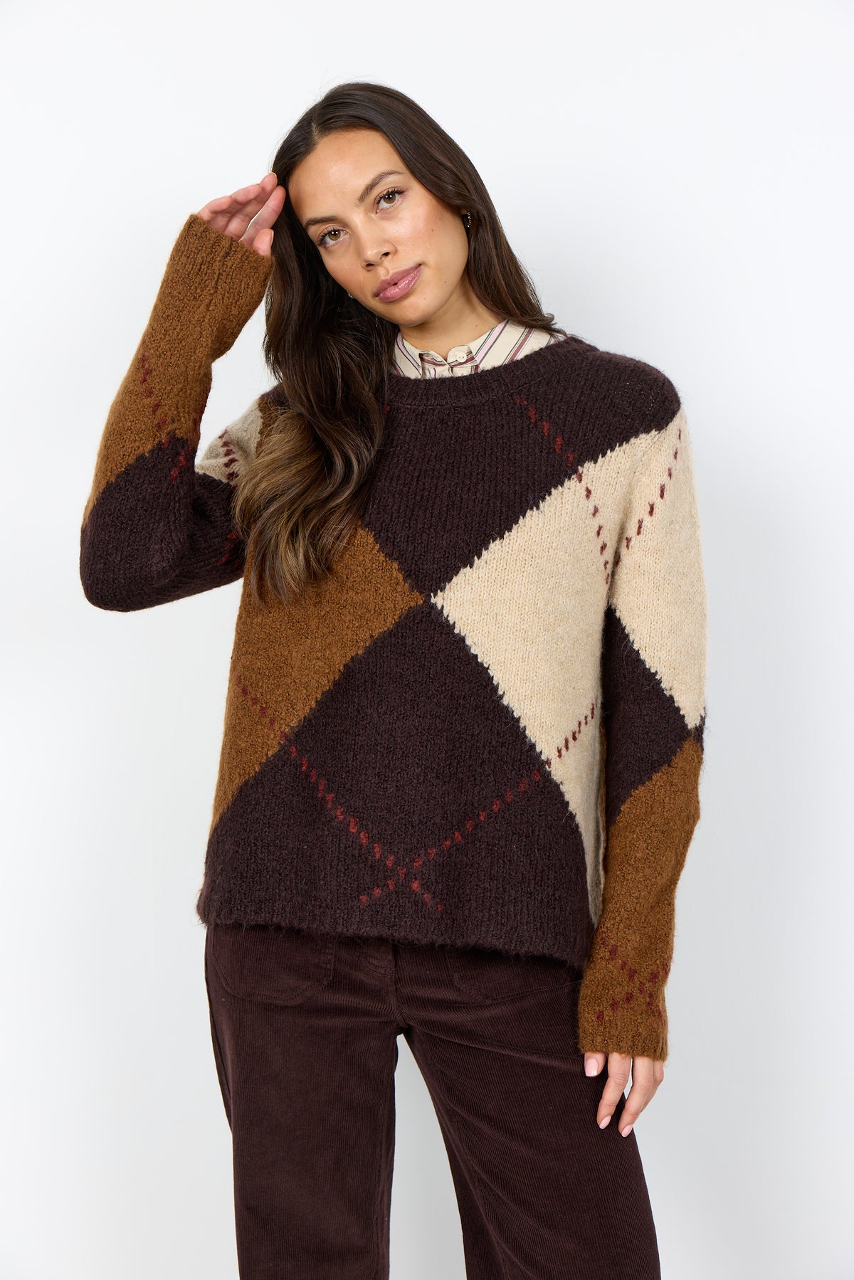 Soyaconcept Hager Chunky Argyle Knit Jumper