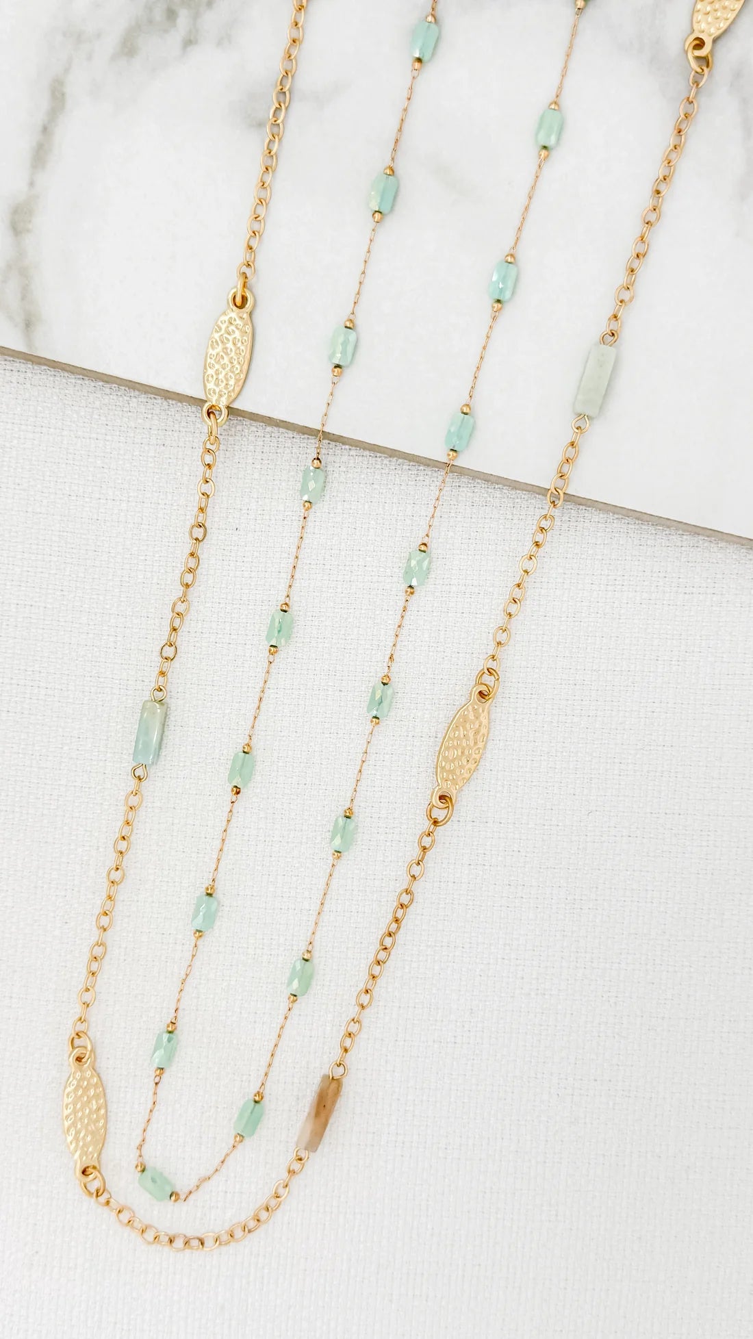 Envy Gold & Turquoise Beaded Long Necklace