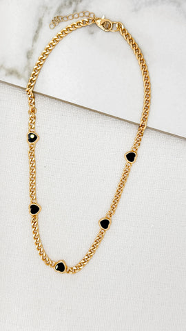 Envy Short Black Heart Chain Necklace