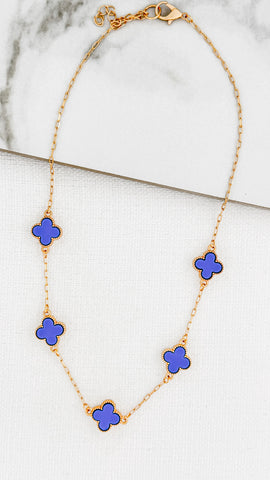 Envy Gold & Blue Fleur Short Necklace