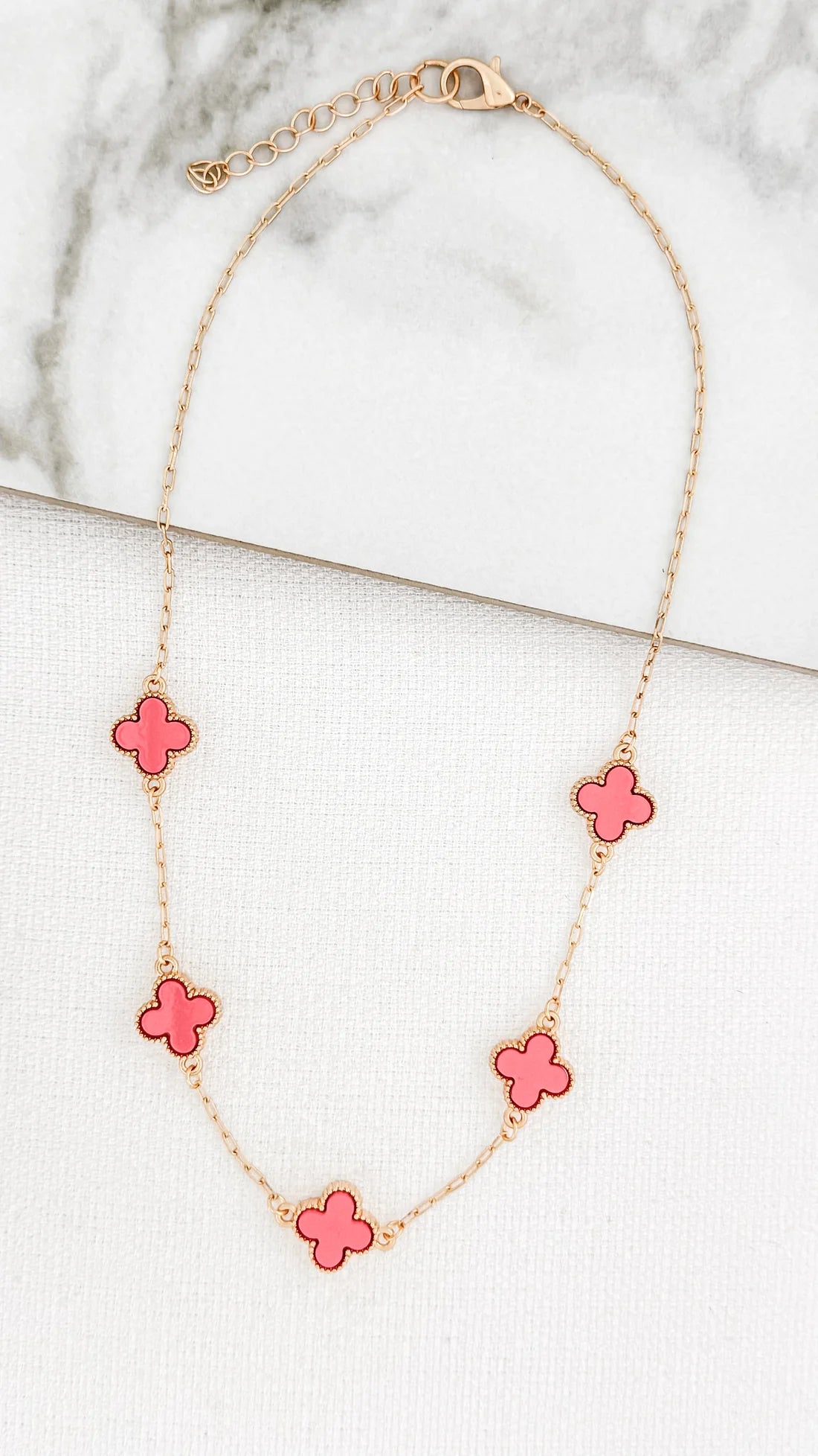 Envy Gold & Pink Fleur Short Necklace