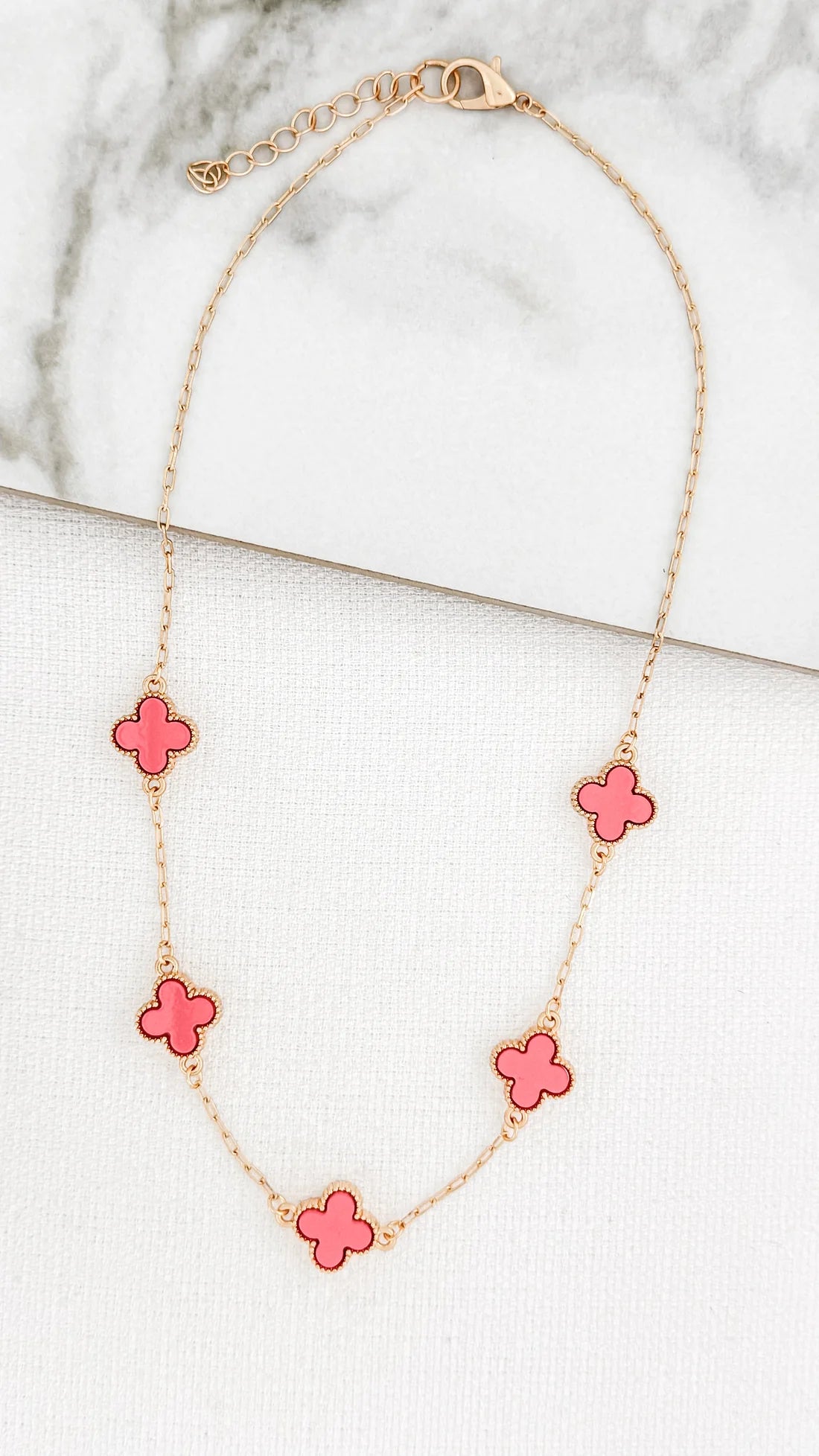 Envy Gold & Pink Fleur Short Necklace