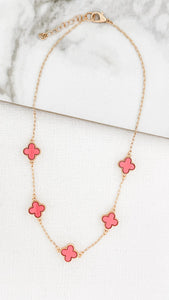 Envy Gold & Pink Fleur Short Necklace