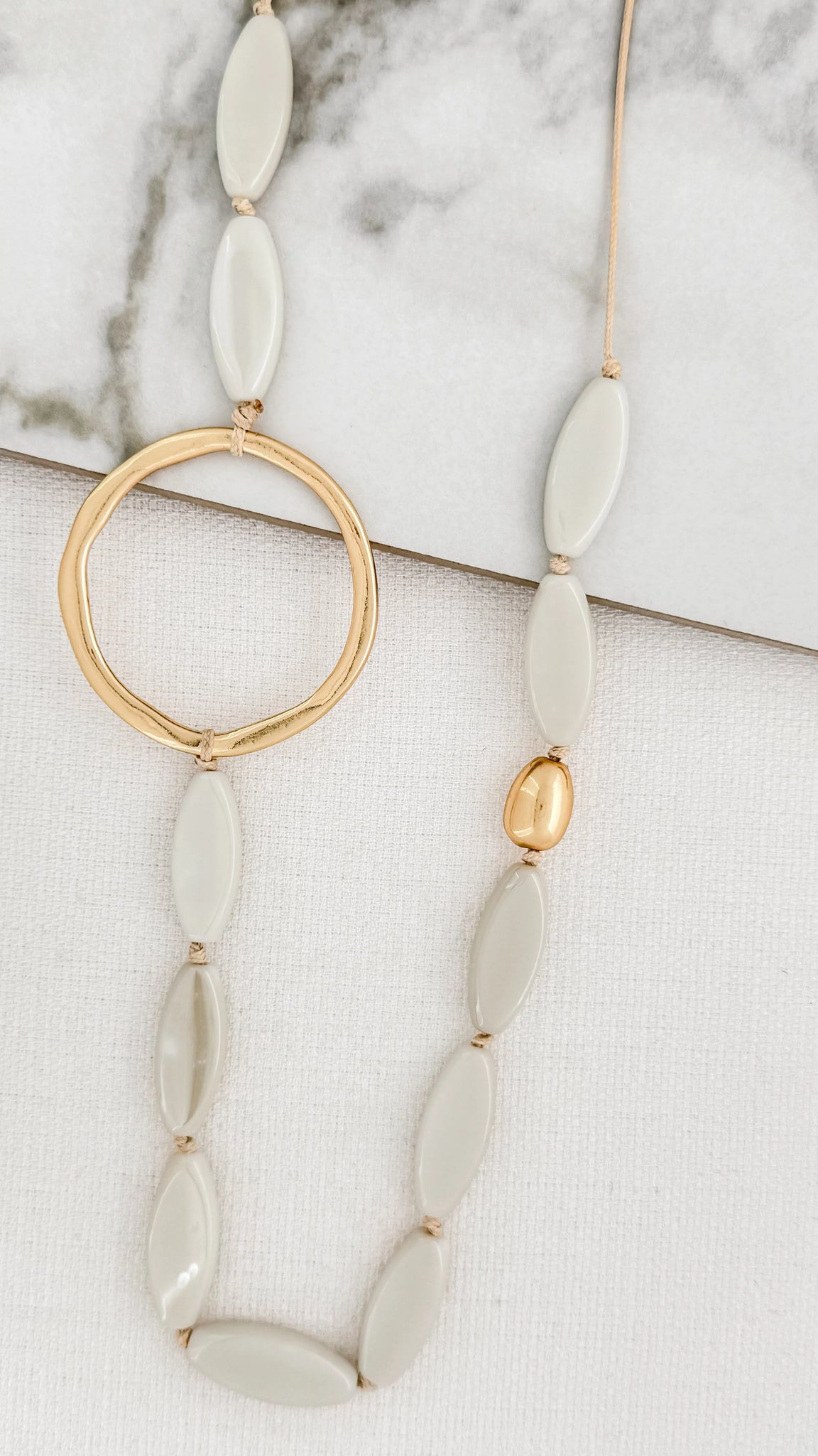 Envy Long Bead & Gold Hoop Necklace