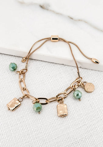 Envy Green Stone Charm Bracelet