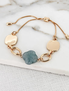 Envy Adjustable Gold Link & Semi Precious Stone Bracelet