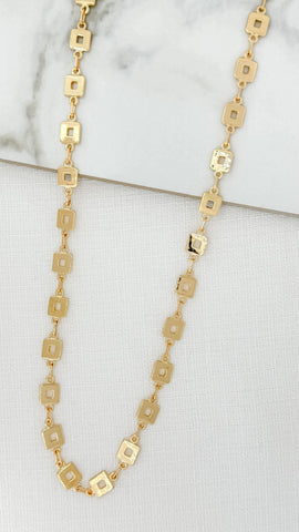 Envy Long Gold Square Chain Necklace