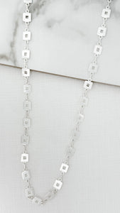 Envy Long Silver Square Chain Necklace