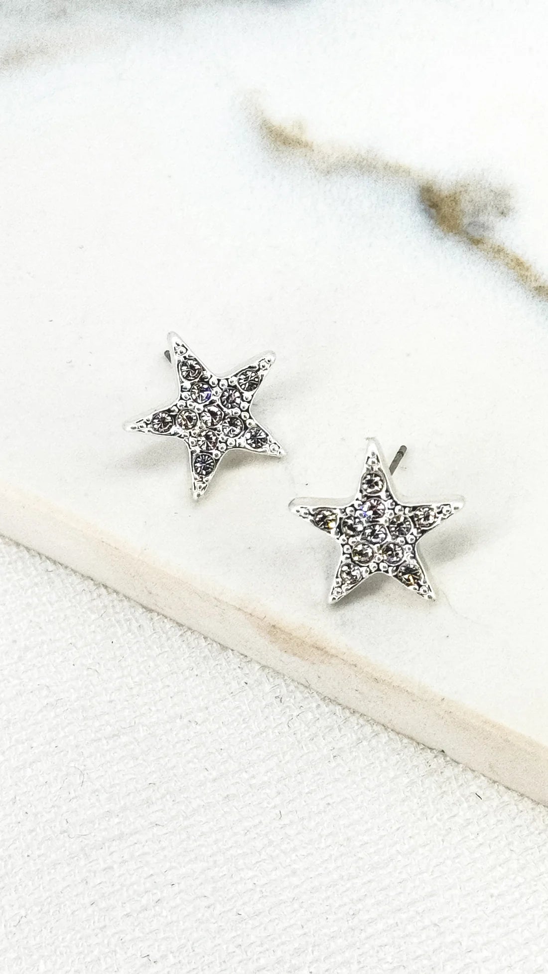 Envy Silver Diamante Star Earrings