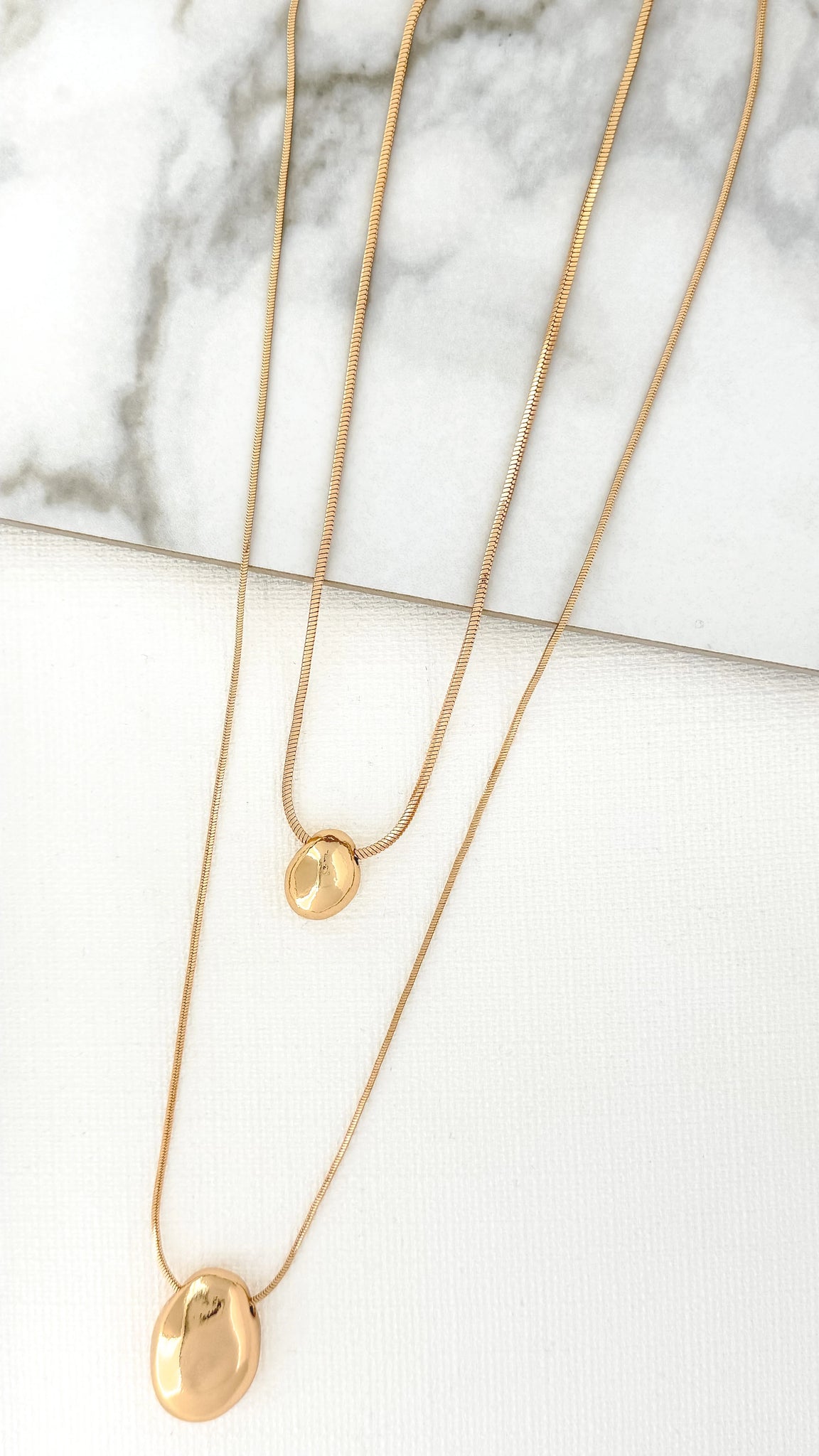 Envy Long Gold Double Pebble Necklace