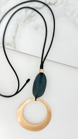 Envy Black & Gold Pendant Necklace