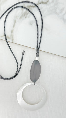 Envy Grey Circular Pendant Necklace