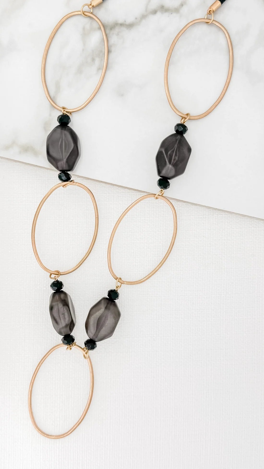 Envy Woven Hoop & Stone Long Necklace
