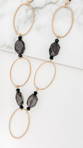 Envy Woven Hoop & Stone Long Necklace