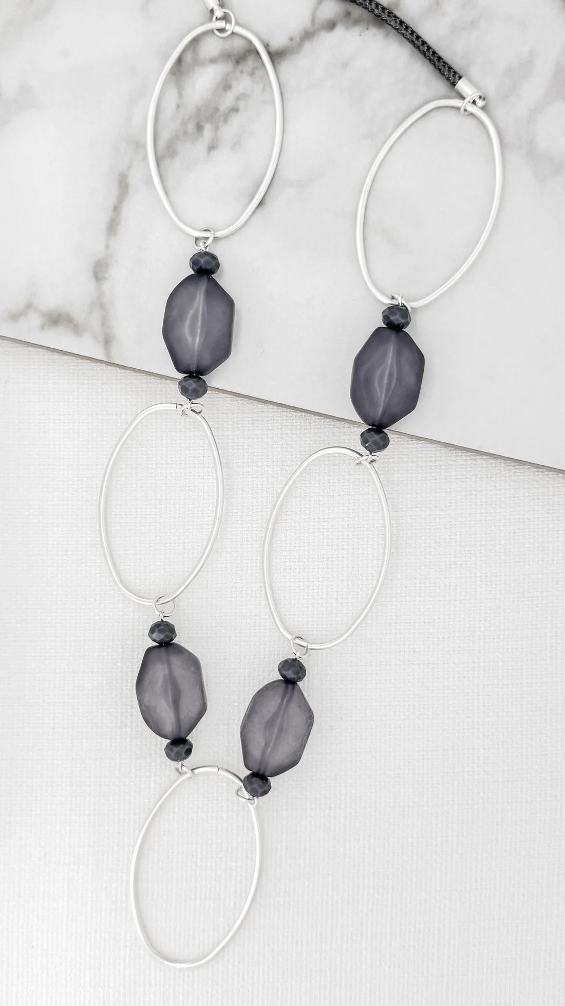 Envy Grey Woven Hoop & Stone Necklace