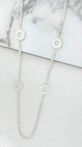 Envy Long Silver Disc Necklace