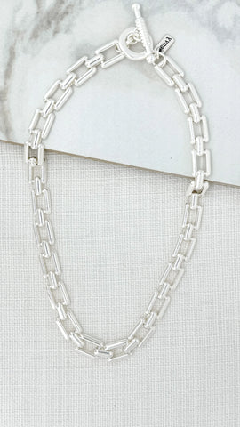 Envy Silver Chunky Square T-Bar Necklace