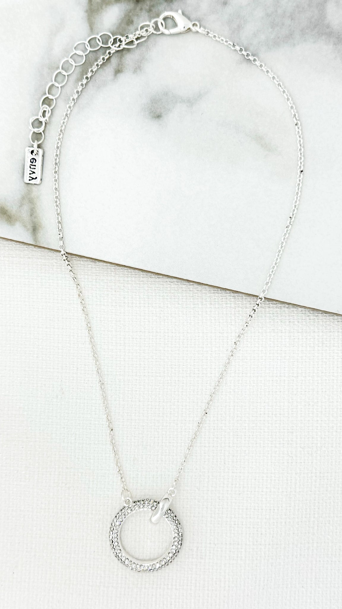 Envy Silver Diamante Circle Necklace