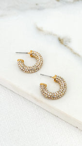 Envy Gold Chunky Diamante Mini Hoops