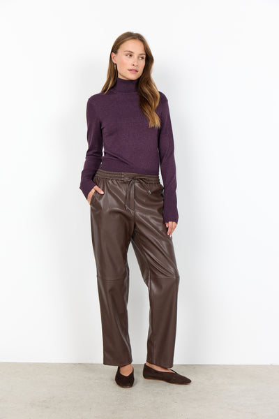Soyaconcept Beckie Faux Leather Drawstring Trousers