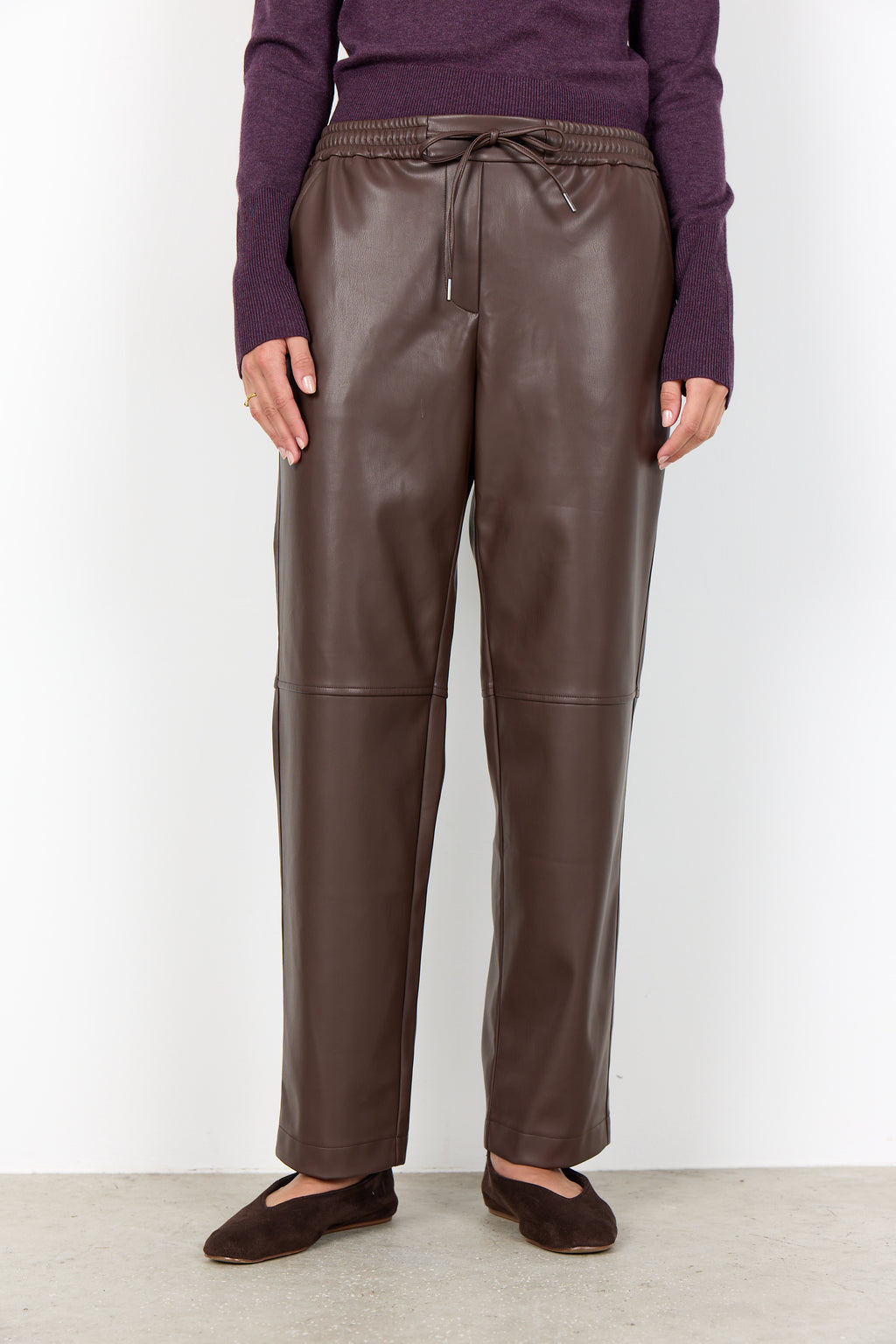 Soyaconcept Beckie Faux Leather Drawstring Trousers