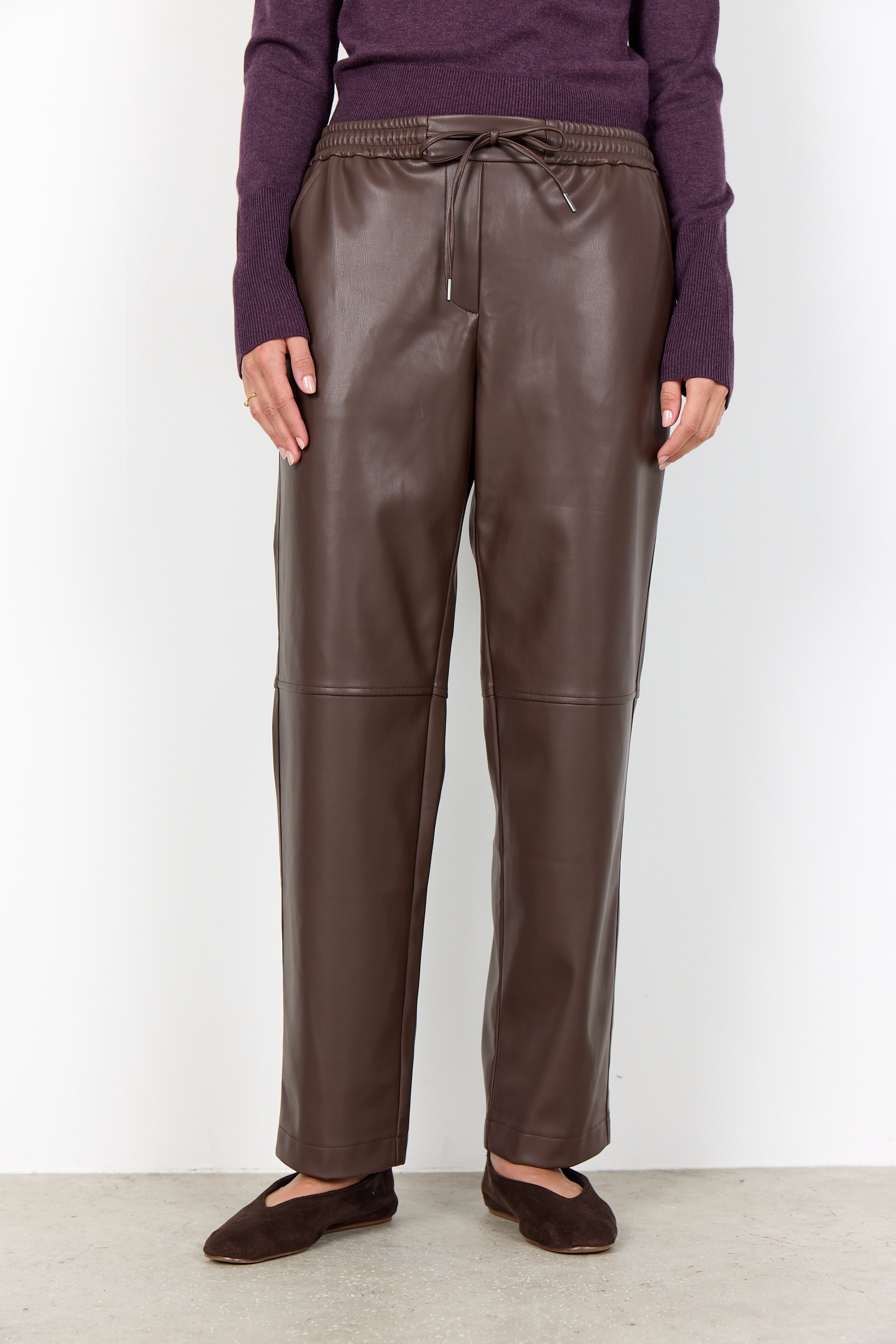 Soyaconcept Beckie Faux Leather Drawstring Trousers