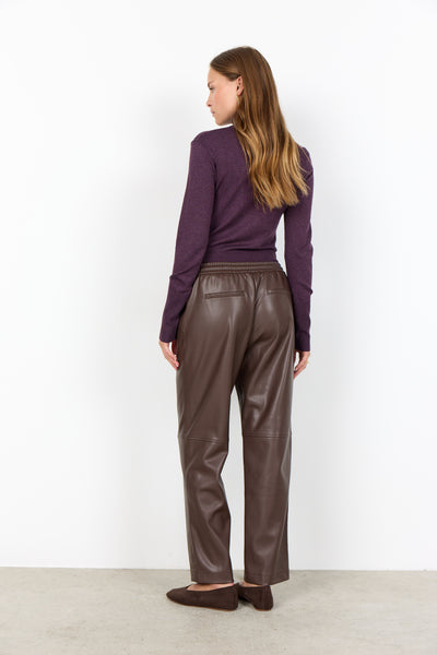Soyaconcept Beckie Faux Leather Drawstring Trousers