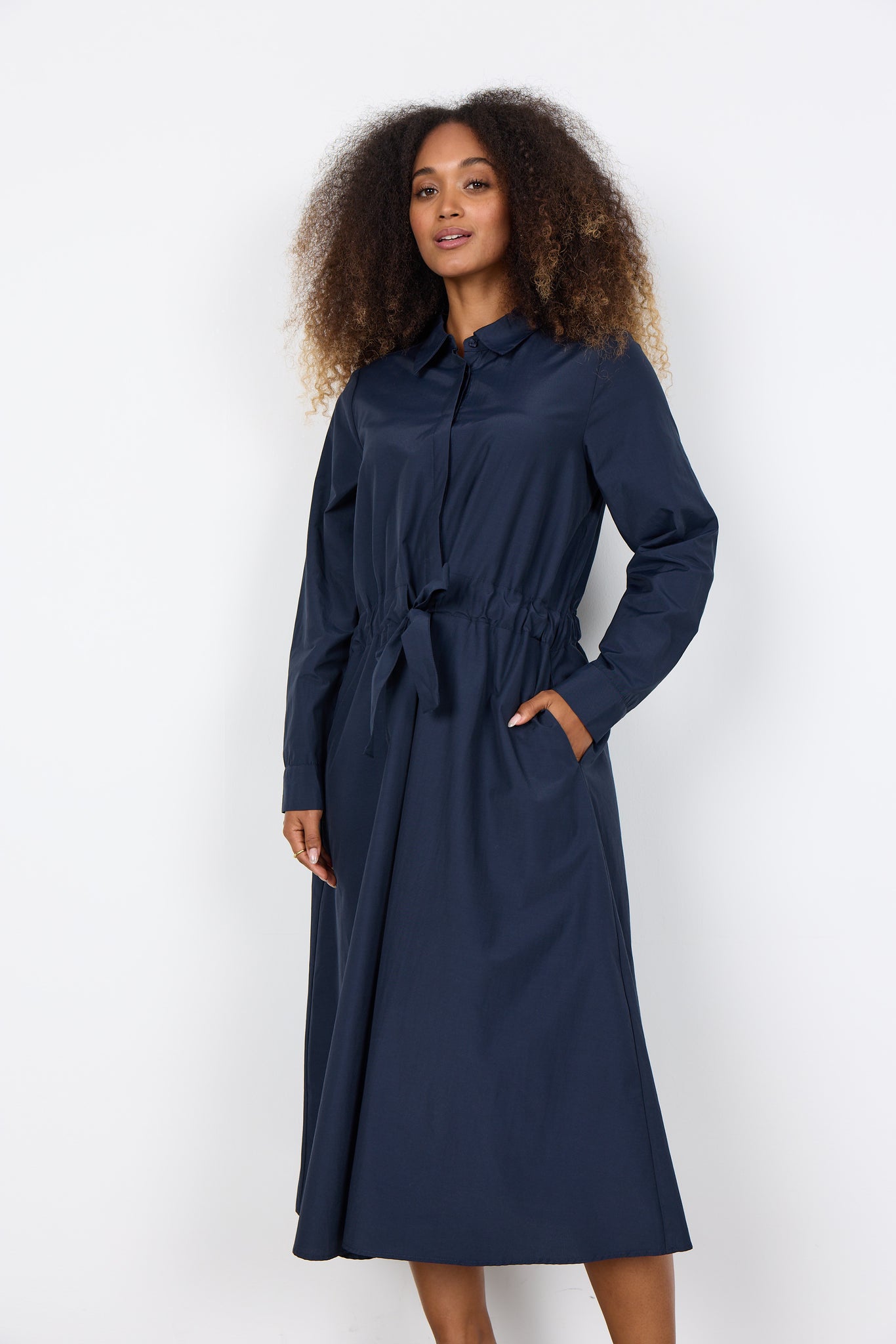 Soyaconcept Netti Long Midi Shirt Dress - Navy