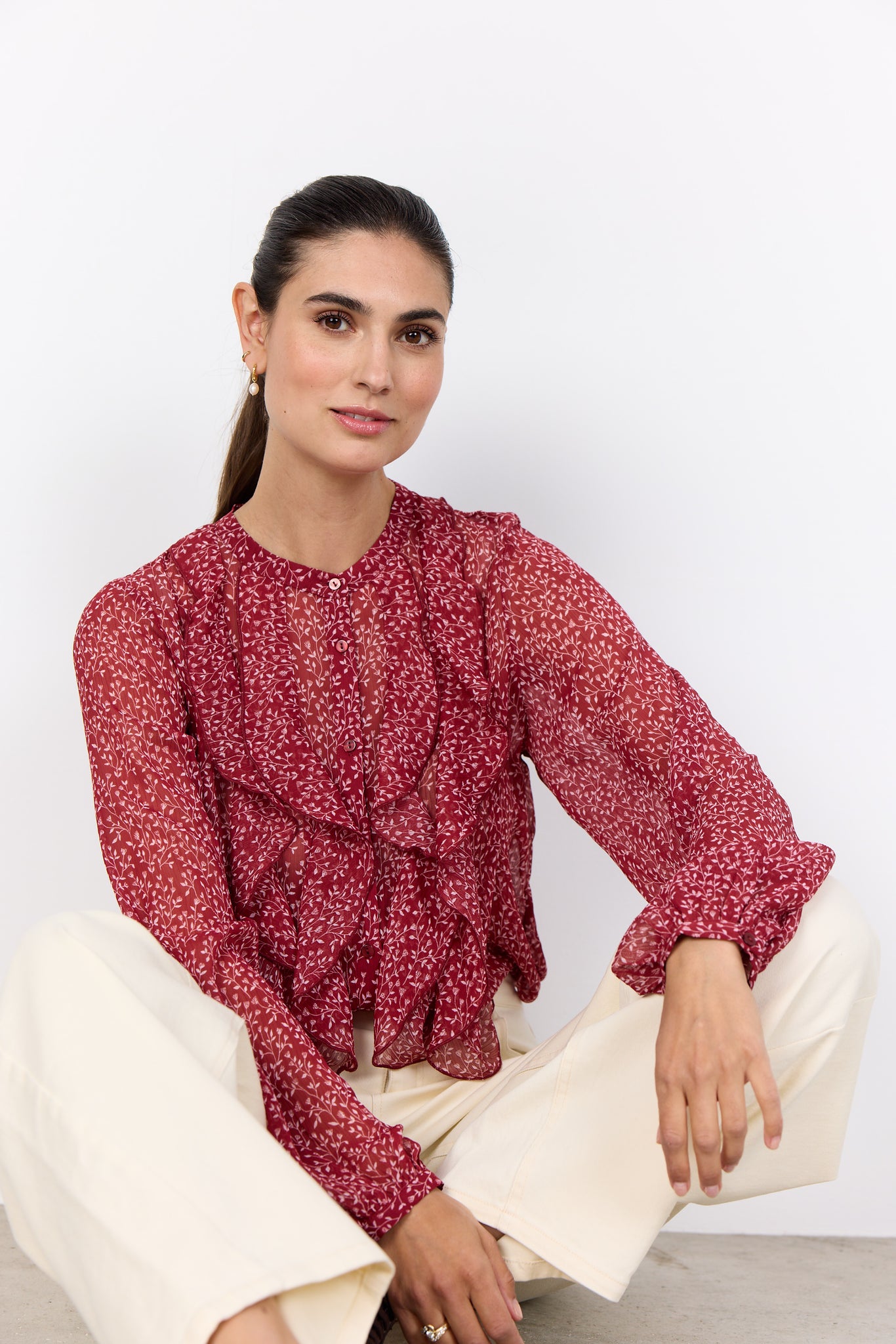 Soyaconcept Bebbi 1 Frill Front Floral Blouse
