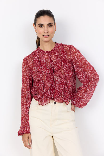 Soyaconcept Bebbi 1 Frill Front Floral Blouse