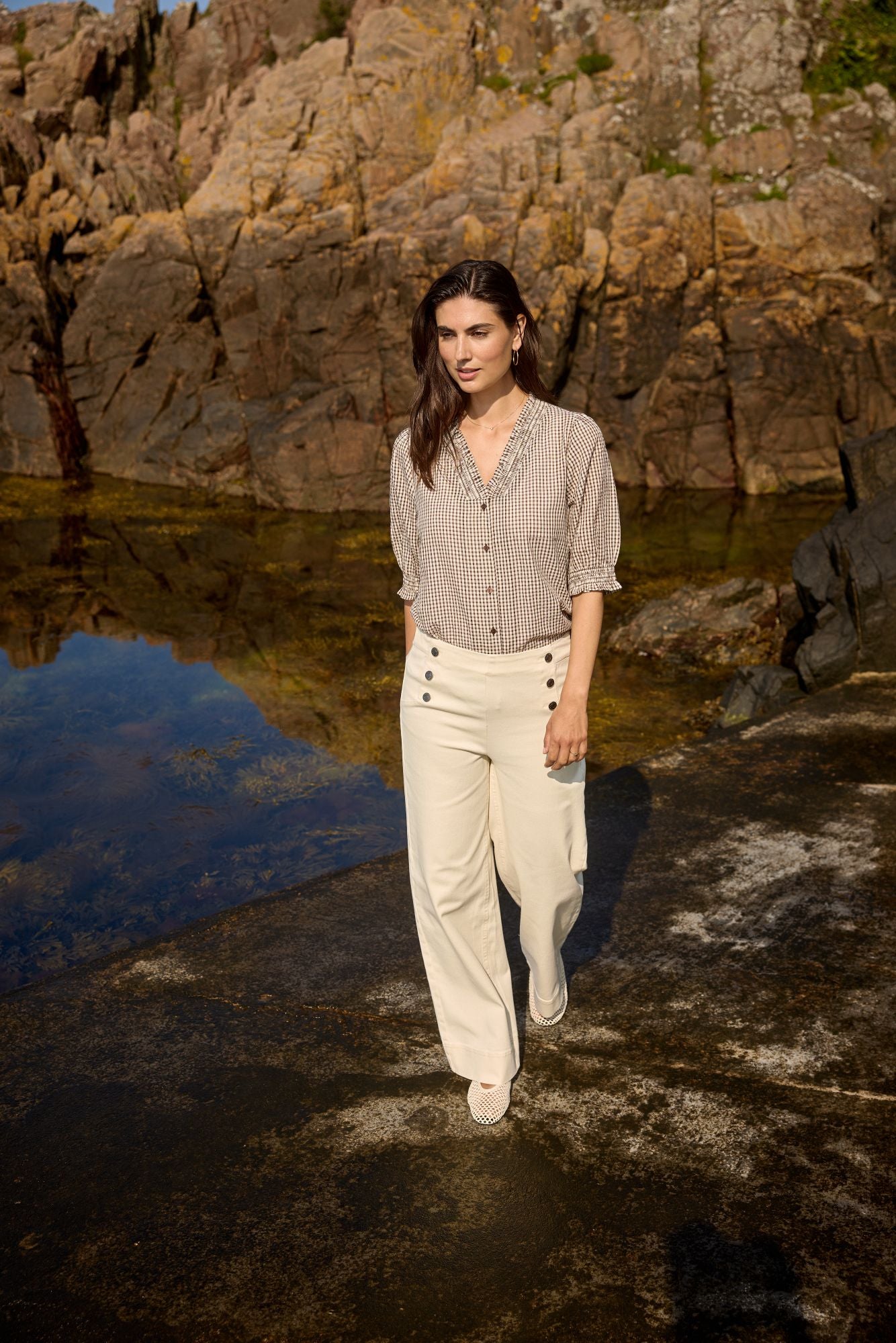 Soyaconcept Bess Button Detail Wide Leg Cotton Jeans