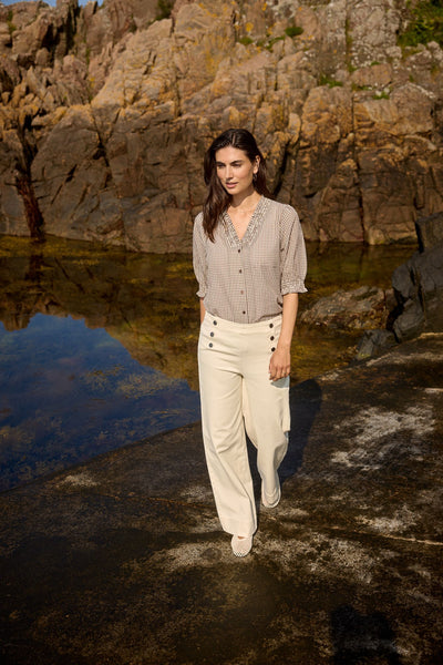 Soyaconcept Bess Button Detail Wide Leg Cotton Jeans