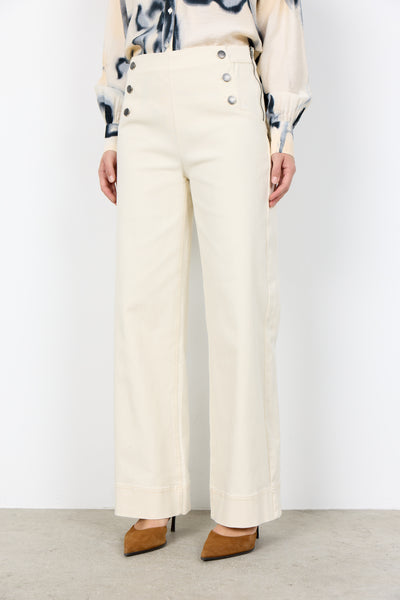 Soyaconcept Bess Button Detail Wide Leg Cotton Jeans