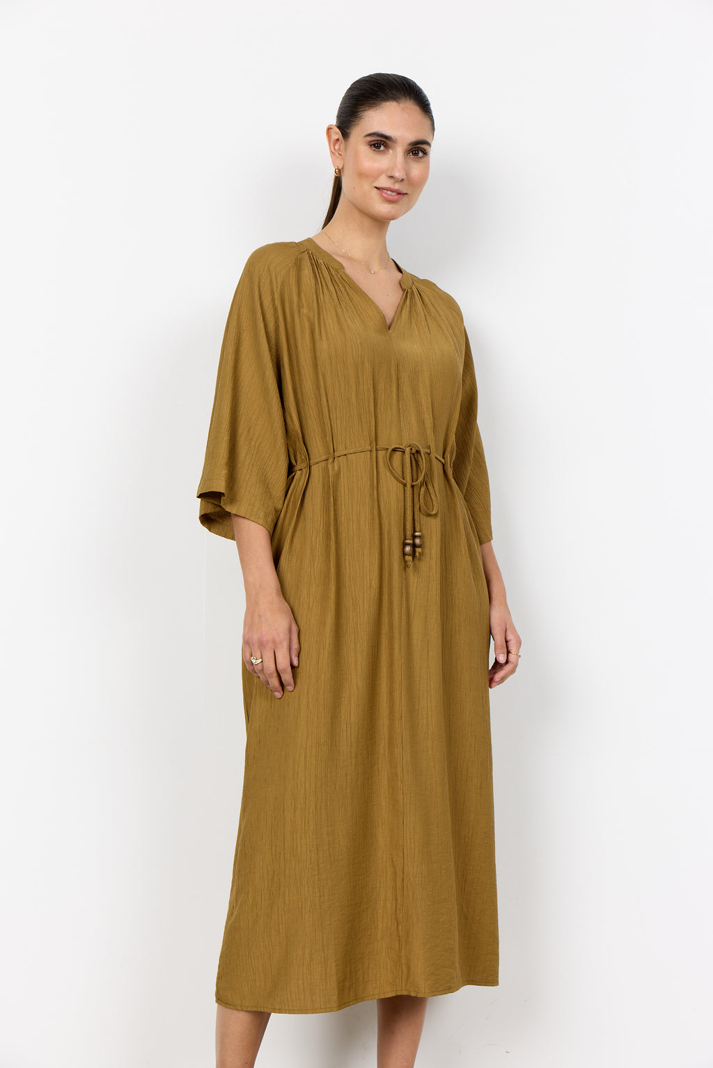 Soyaconcept Fabrina Crinkle Tie Waist Midi Dress