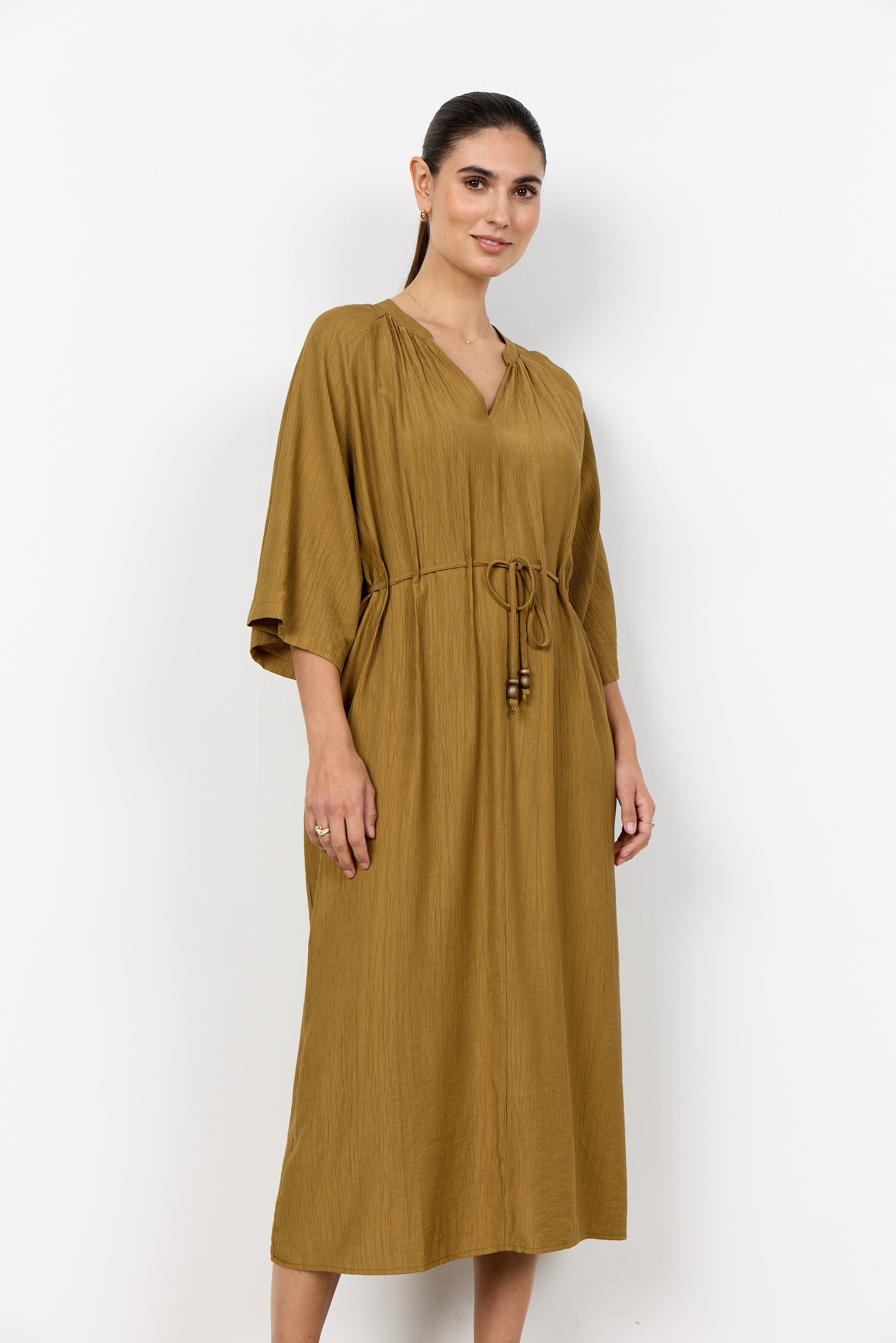Soyaconcept Fabrina Crinkle Tie Waist Midi Dress