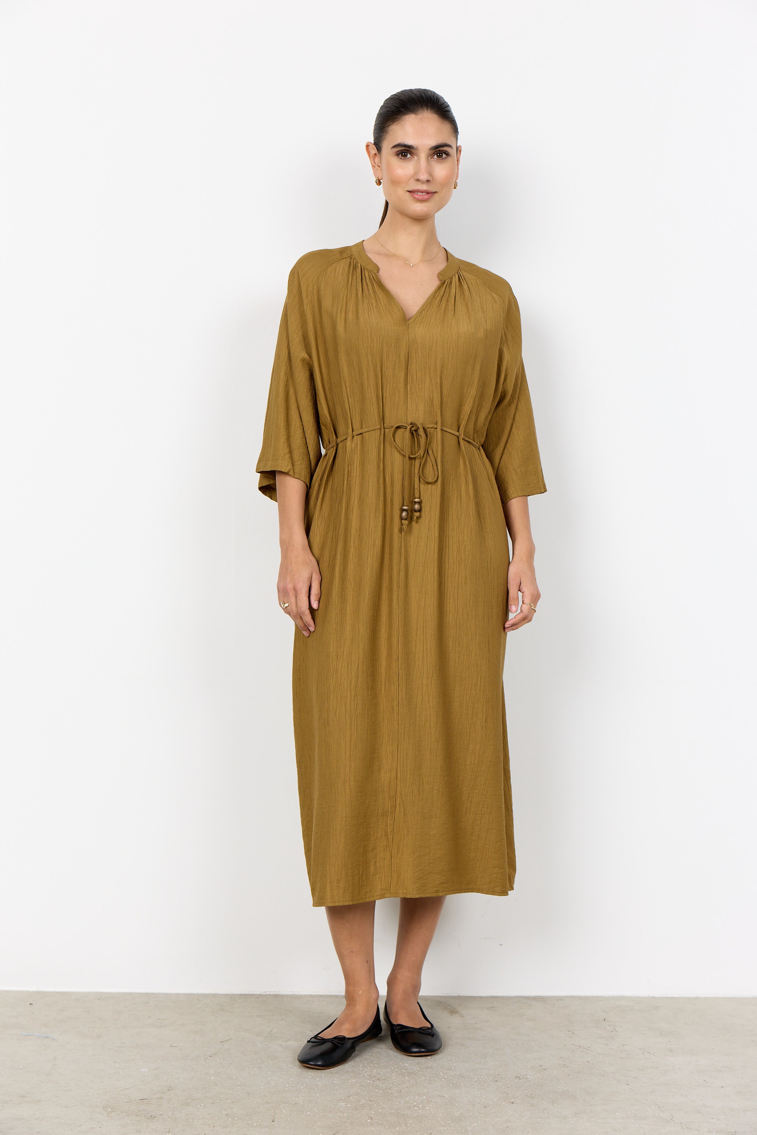 Soyaconcept Fabrina Crinkle Tie Waist Midi Dress
