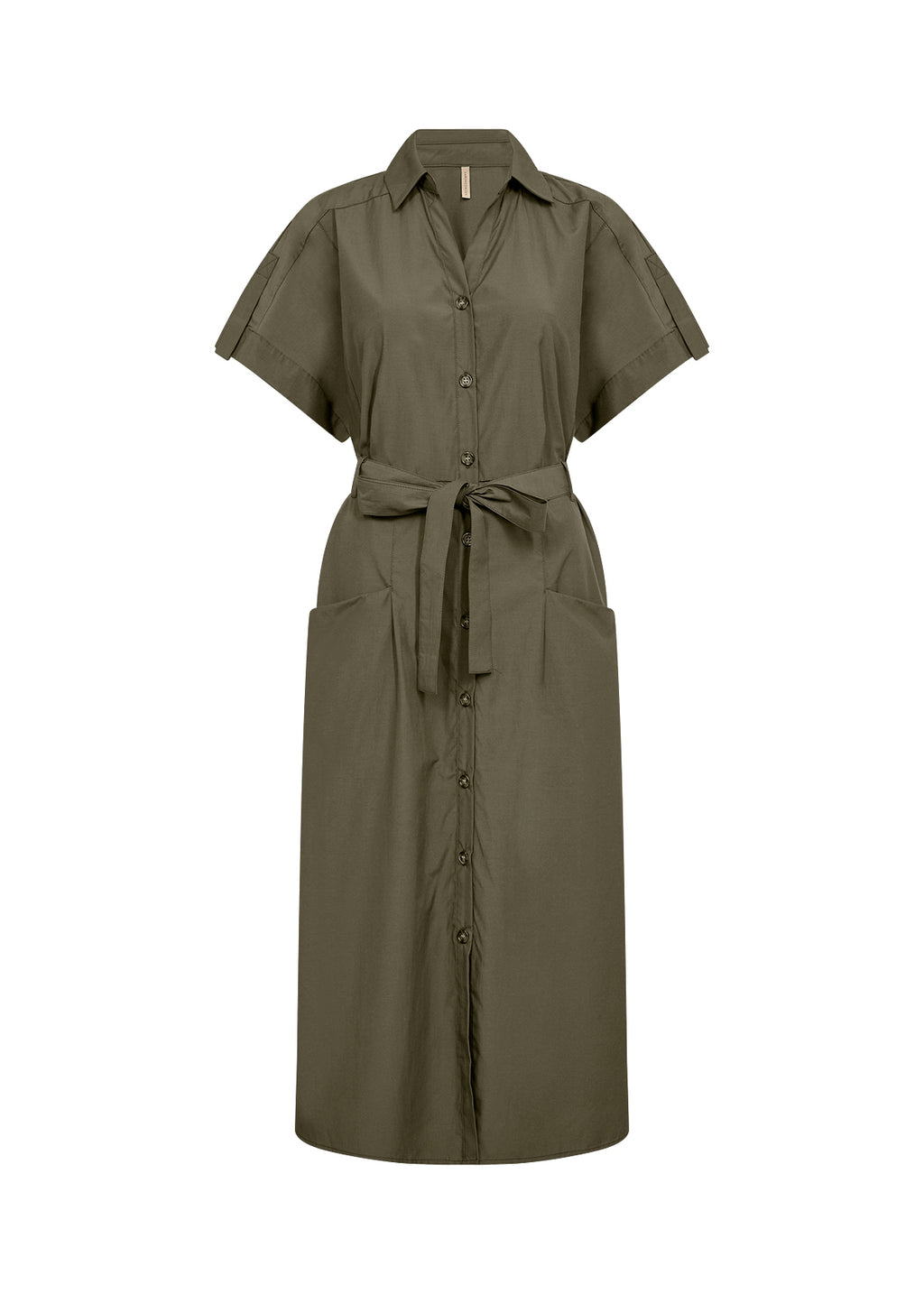 Soyaconcept Netti Short Sleeve Midi Shirt Dress - Khaki
