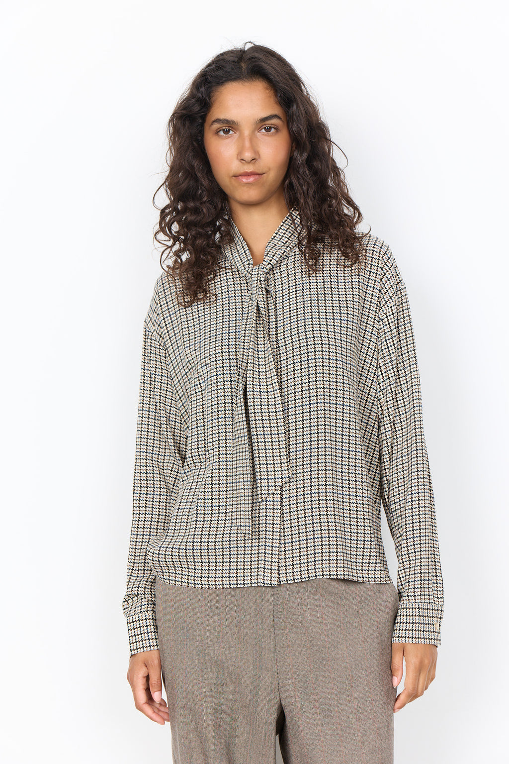 Soyaconcept Halia Check Tie Neck Shirt