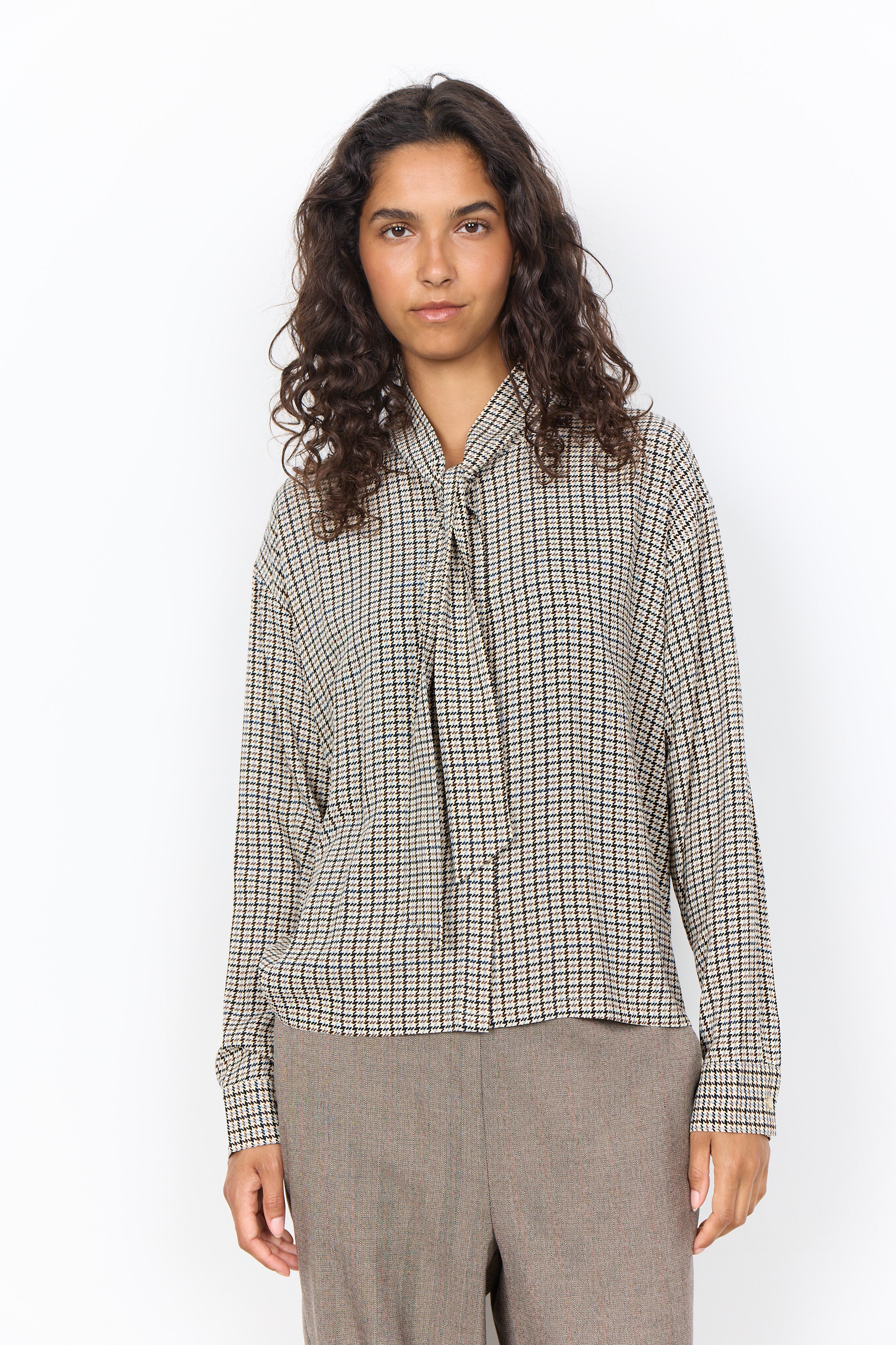 Soyaconcept Halia Check Tie Neck Shirt