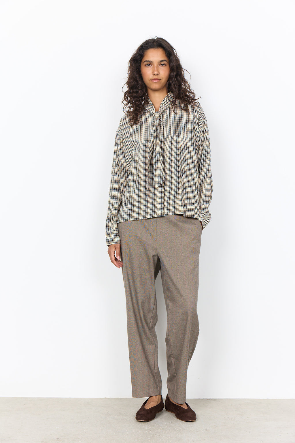 Soyaconcept Halia Check Tie Neck Shirt