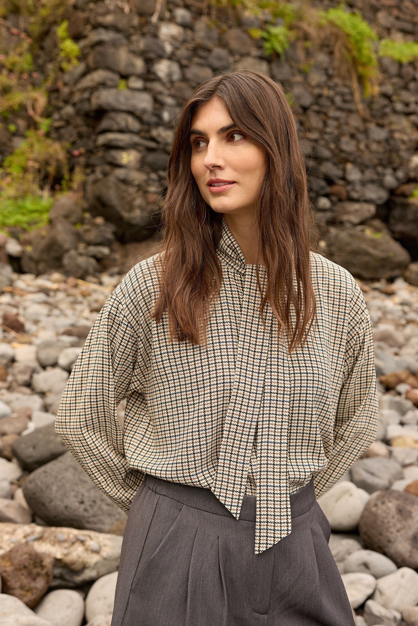Soyaconcept Halia Check Tie Neck Shirt