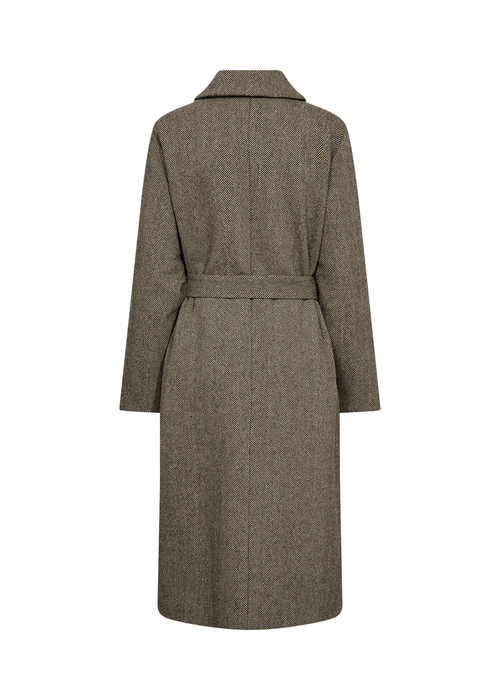 Soyaconcept Hannemai Herringbone Wool Blend Belted Coat