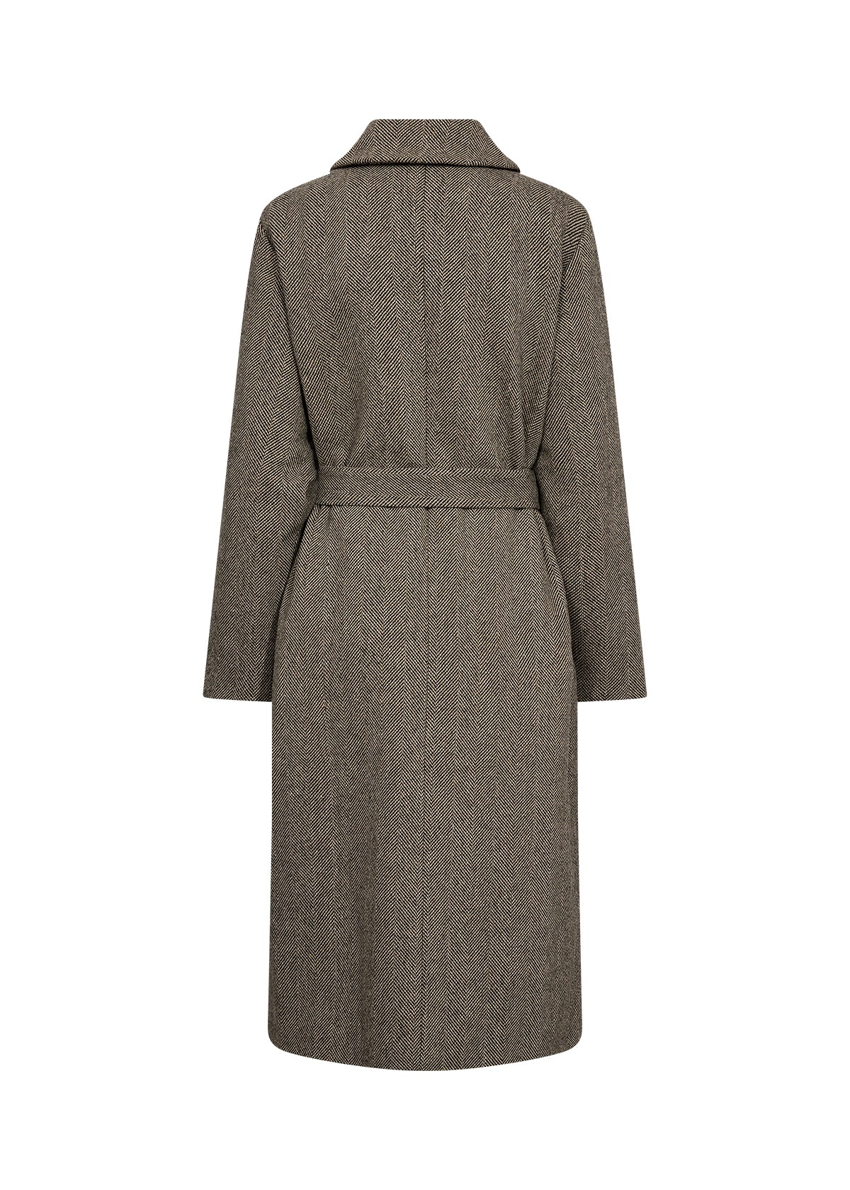 Soyaconcept Hannemai Herringbone Wool Blend Belted Coat